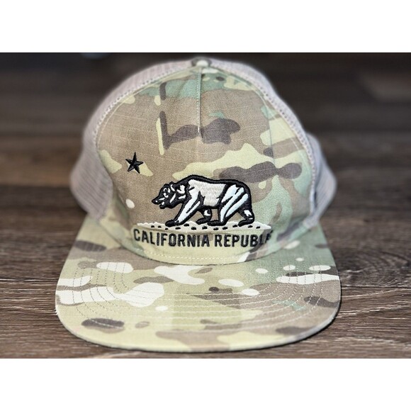 Baseball Cap California Republic Cali Bear Snapback Adjustable Hat Men CAMO - Picture 1 of 7
